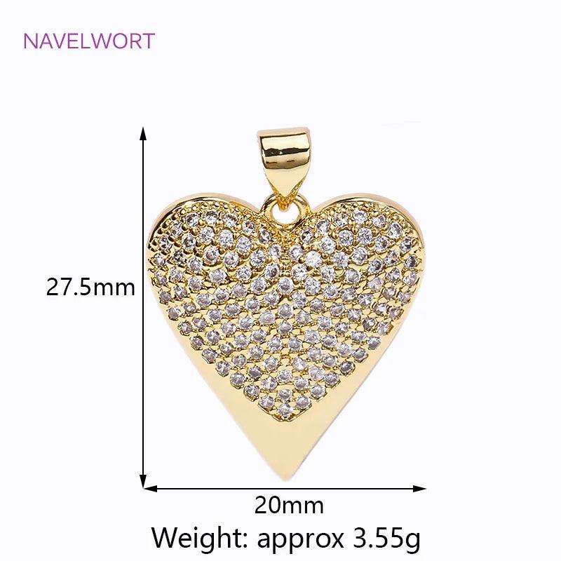 18K Plated Brass Heart Charm Pendants for Jewelry Making