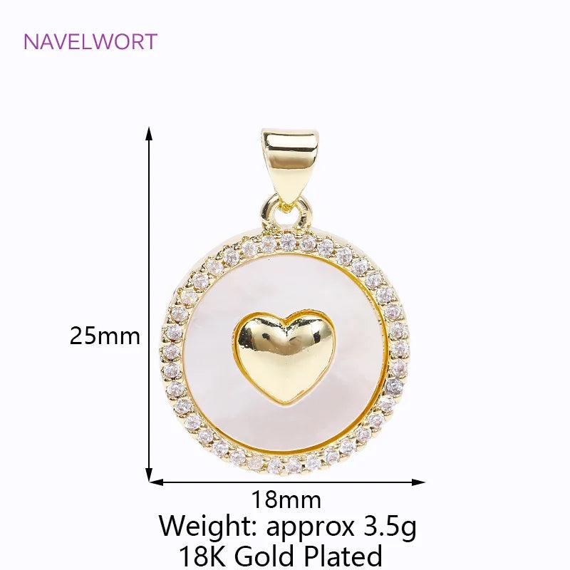 Zircon Pendants 18K Plated Shell Charms for DIY Jewelry