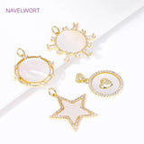 Zircon Pendants 18K Plated Shell Charms for DIY Jewelry