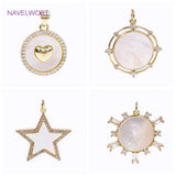 Zircon Pendants 18K Plated Shell Charms for DIY Jewelry