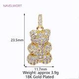 18K Plated Bear Pendant with Zircon for Necklaces