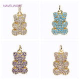 18K Plated Bear Pendant with Zircon for Necklaces