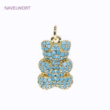 18K Plated Bear Pendant with Zircon for Necklaces