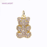 18K Plated Bear Pendant with Zircon for Necklaces