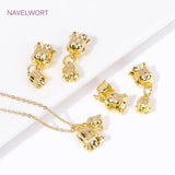 18K Plated Brass Double Bell Orchid Charms Pendant for Jewelry Making