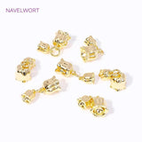 18K Plated Brass Double Bell Orchid Charms Pendant for Jewelry Making