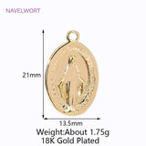 18K Plated Virgin Mary Pendant Oval Charm DIY Necklace Jewelry Making