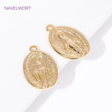 18K Plated Virgin Mary Pendant Oval Charm DIY Necklace Jewelry Making