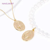 18K Plated Virgin Mary Pendant Oval Charm DIY Necklace Jewelry Making