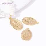18K Plated Virgin Mary Pendant Oval Charm DIY Necklace Jewelry Making