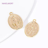 18K Plated Virgin Mary Pendant Oval Charm DIY Necklace Jewelry Making