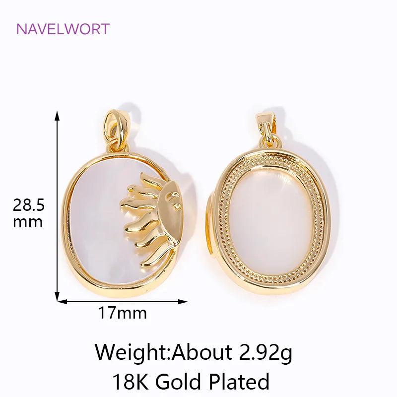 Geometric Oval Shell Pendant 18K Plated for DIY Necklace Making