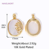 Geometric Oval Shell Pendant 18K Plated for DIY Necklace Making