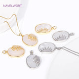 Geometric Oval Shell Pendant 18K Plated for DIY Necklace Making