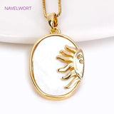 Geometric Oval Shell Pendant 18K Plated for DIY Necklace Making