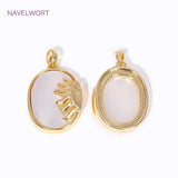 Geometric Oval Shell Pendant 18K Plated for DIY Necklace Making