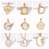 Geometric Oval Shell Pendant 18K Plated for DIY Necklace Making