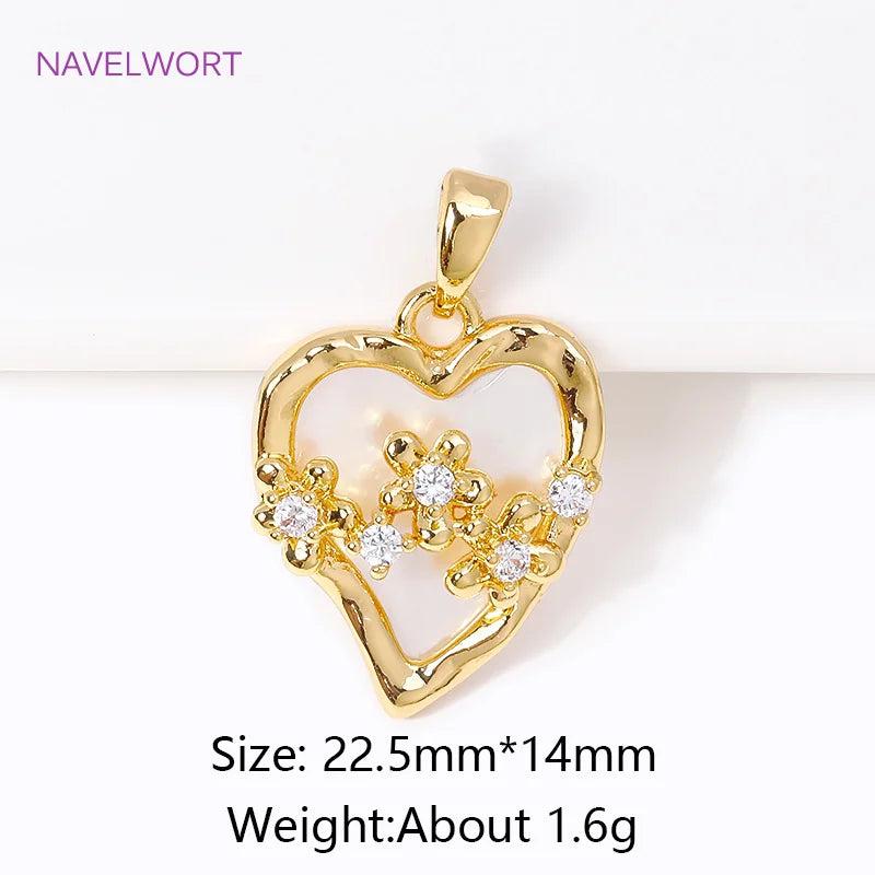 Abalone Shell Pendants 18K Plated Round/Heart Charms Pendant