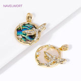 Abalone Shell Pendants 18K Plated Round/Heart Charms Pendant