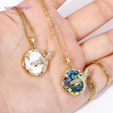 Abalone Shell Pendants 18K Plated Round/Heart Charms Pendant