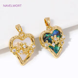 Abalone Shell Pendants 18K Plated Round/Heart Charms Pendant