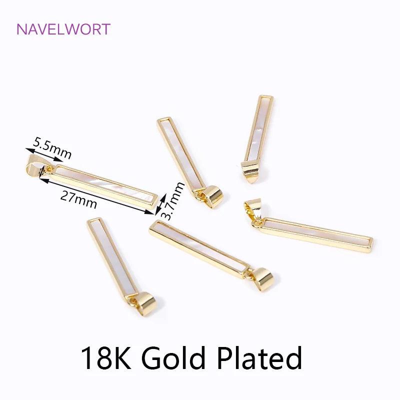 Slender Strip Charms Necklace Inlaid Shell Charms Pendants DIY Jewelry Making
