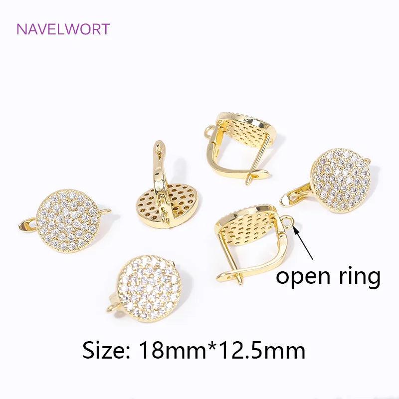 18K CZ Round Earring Clasps Fasteners Jewelry Making DIY