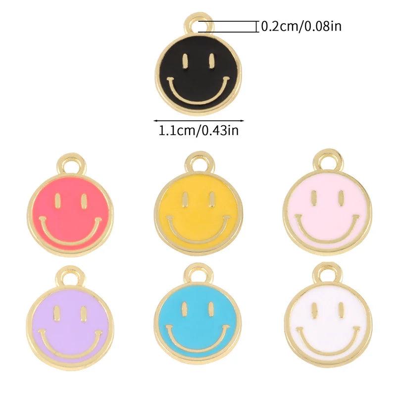 15pcs Smiley Charm Alloy Enamel Pendant for Jewelry Making