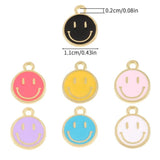 15pcs Smiley Charm Alloy Enamel Pendant for Jewelry Making