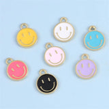 15pcs Smiley Charm Alloy Enamel Pendant for Jewelry Making