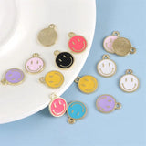 15pcs Smiley Charm Alloy Enamel Pendant for Jewelry Making