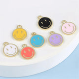 15pcs Smiley Charm Alloy Enamel Pendant for Jewelry Making