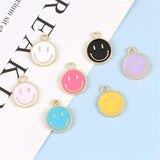 15pcs Smiley Charm Alloy Enamel Pendant for Jewelry Making