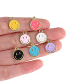 15pcs Smiley Charm Alloy Enamel Pendant for Jewelry Making
