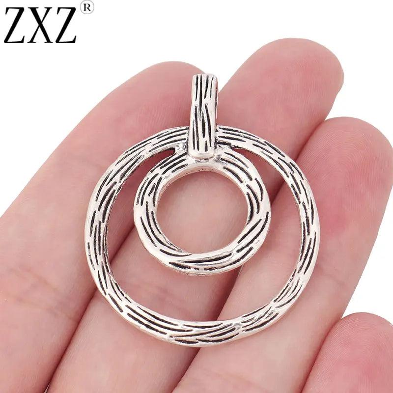 10pcs Tibetan Silver Open Circles Charms Pendants 43x35mm