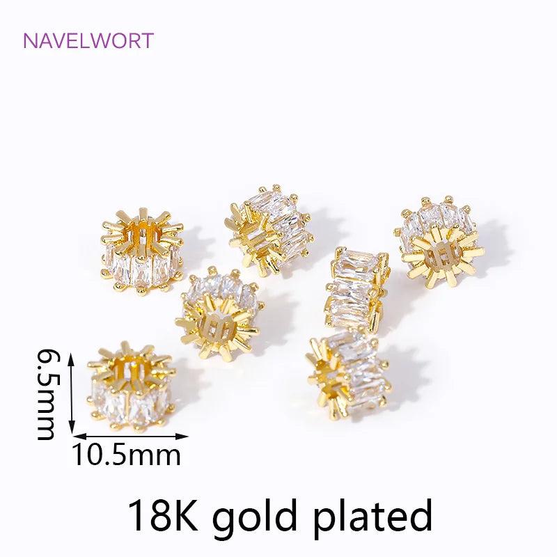 18K Plated Big Hole Spacer Beads for Jewelry Making
