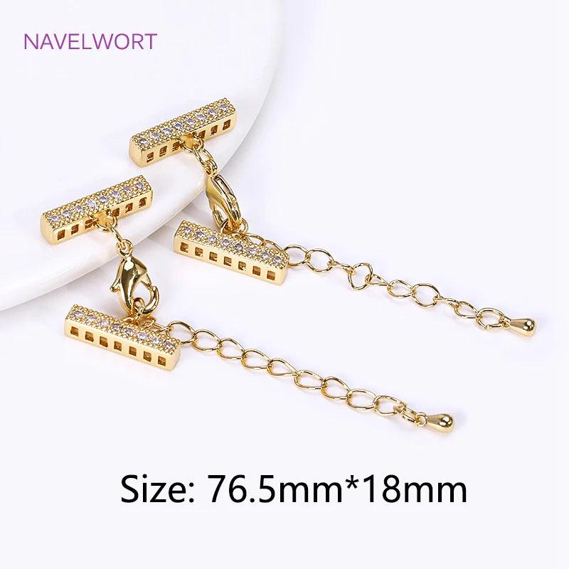 18K Plated Lobster Clasps Extender Chain with Cuboid Spacer Bars