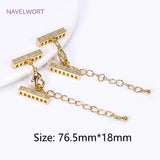 18K Plated Lobster Clasps Extender Chain with Cuboid Spacer Bars