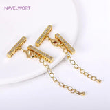 18K Plated Lobster Clasps Extender Chain with Cuboid Spacer Bars