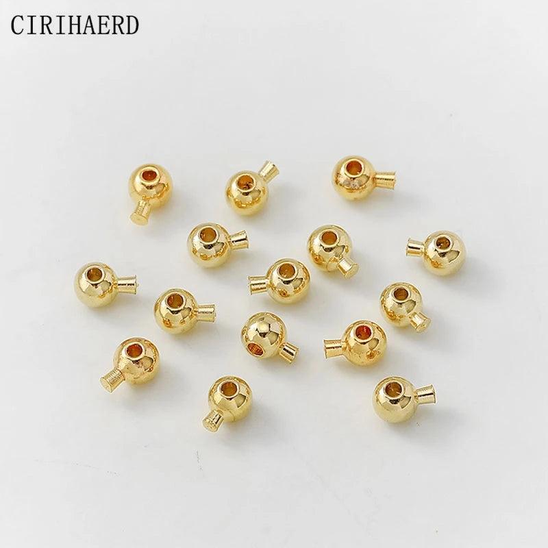 Button Clasps Cord Stopper End Beads Fastener 14K/18K Plated Crimp Clasp