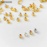 Button Clasps Cord Stopper End Beads Fastener 14K/18K Plated Crimp Clasp