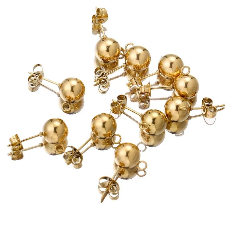 20pcs Stainless Steel Ball Stud Earring Posts 3-8mm DIY Jewelry Supplies