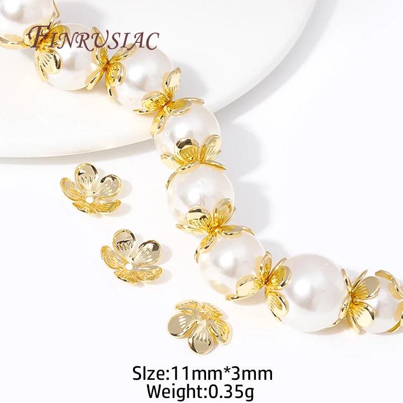 18K Plated 11mm Flower Caps For Beads DIY Jewelry Making Accessories
