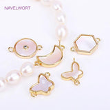 Shell Charms 18K Plated Round Pendants DIY Jewelry Making