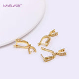 Zircon Inlaid U Earring Clasp Findings, Brass Metal Hook Clamp