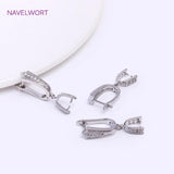 Zircon Inlaid U Earring Clasp Findings, Brass Metal Hook Clamp