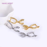 Zircon Inlaid U Earring Clasp Findings, Brass Metal Hook Clamp
