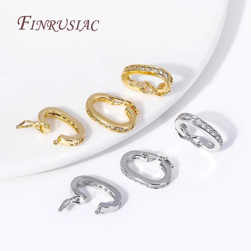 18K Oval Shape Clasp Pearl Necklace Beads DIY Jewelry