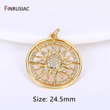 Zircon Round Sun Charms Brass Sun Pendants Jewelry Making