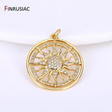 Zircon Round Sun Charms Brass Sun Pendants Jewelry Making